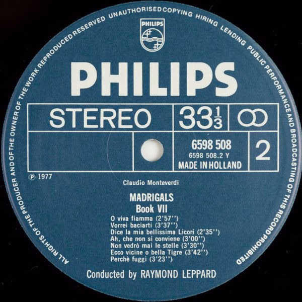 Philips 6747 416 - Claudio Monteverdi, Raymond Leppard - Madriga - Image 4