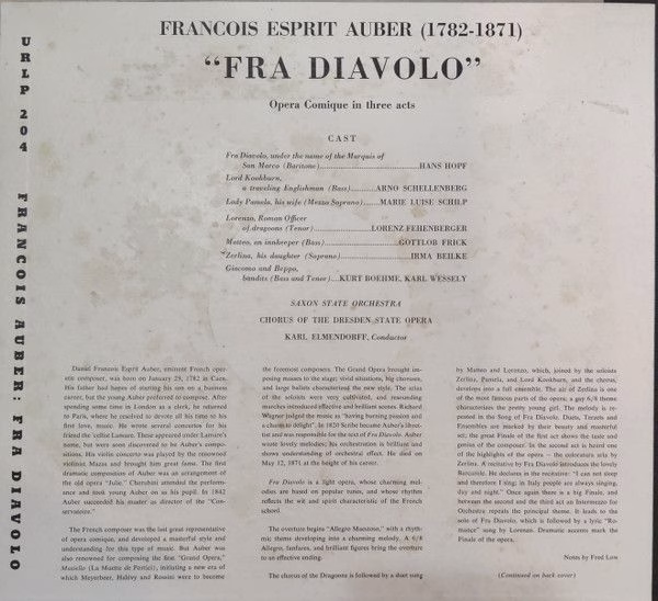 Urania Records (3) URLP 204 - Daniel-Francois-Esprit Auber, Chor - Image 2