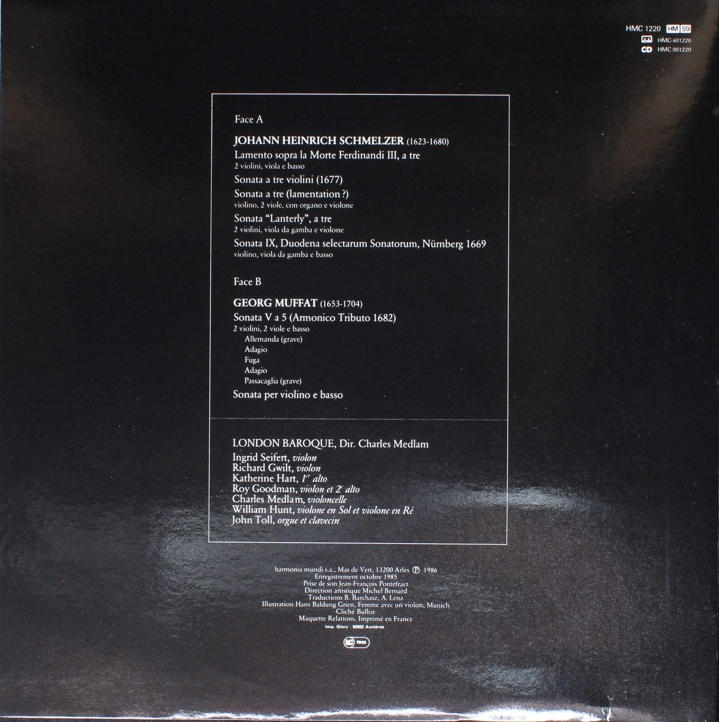 Harmonia Mundi HMC 1220 - Johann Heinrich Schmelzer, Georg Muffa - Image 2