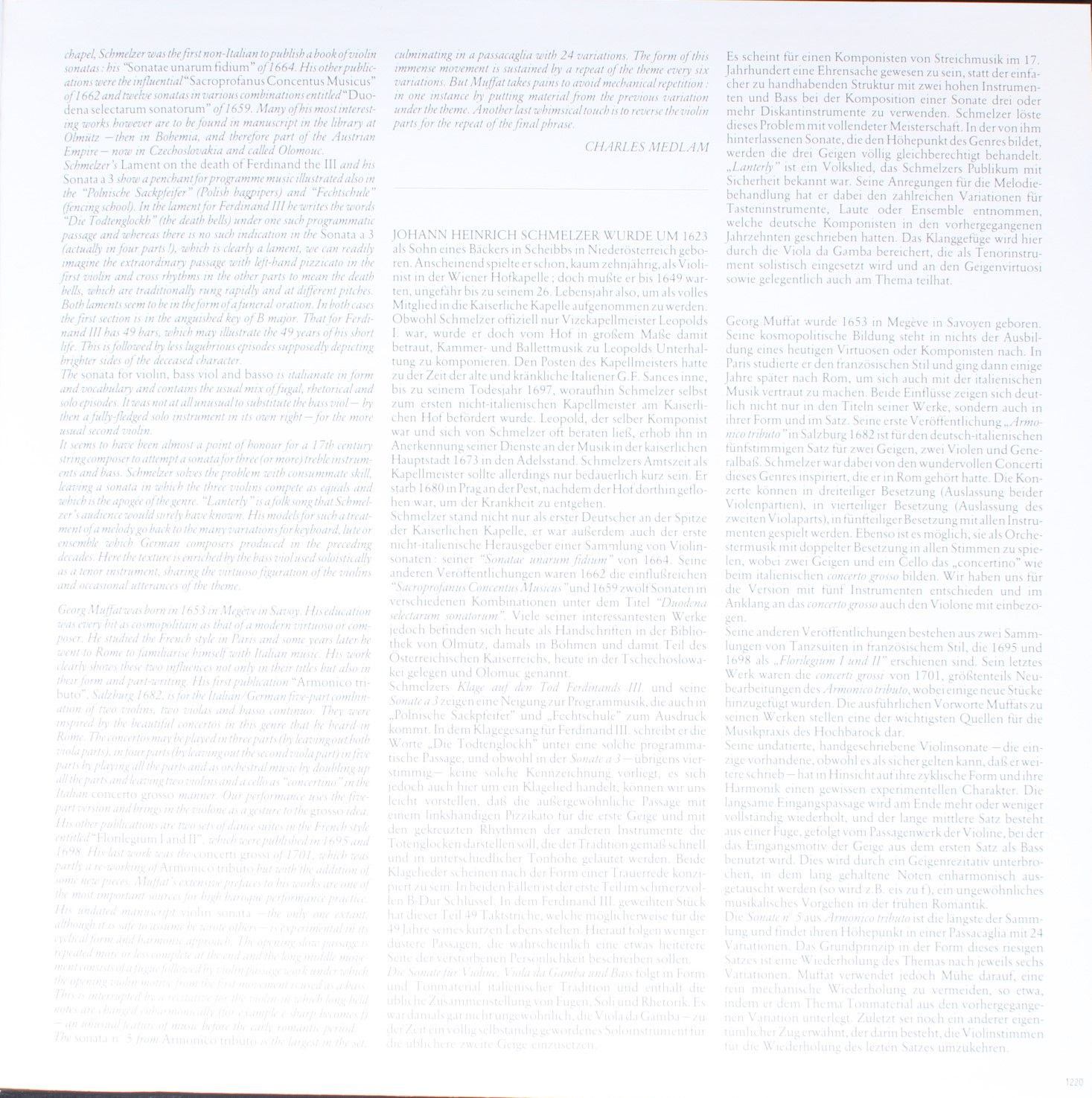 Harmonia Mundi HMC 1220 - Johann Heinrich Schmelzer, Georg Muffa - Image 3