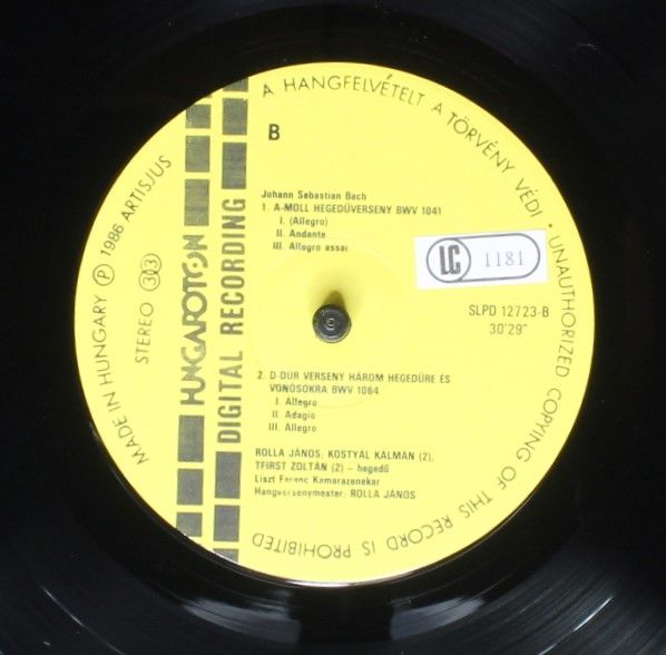Hungaroton SLPD 12723 - Johann Sebastian Bach, Kálmán Kostyál, J - Image 4