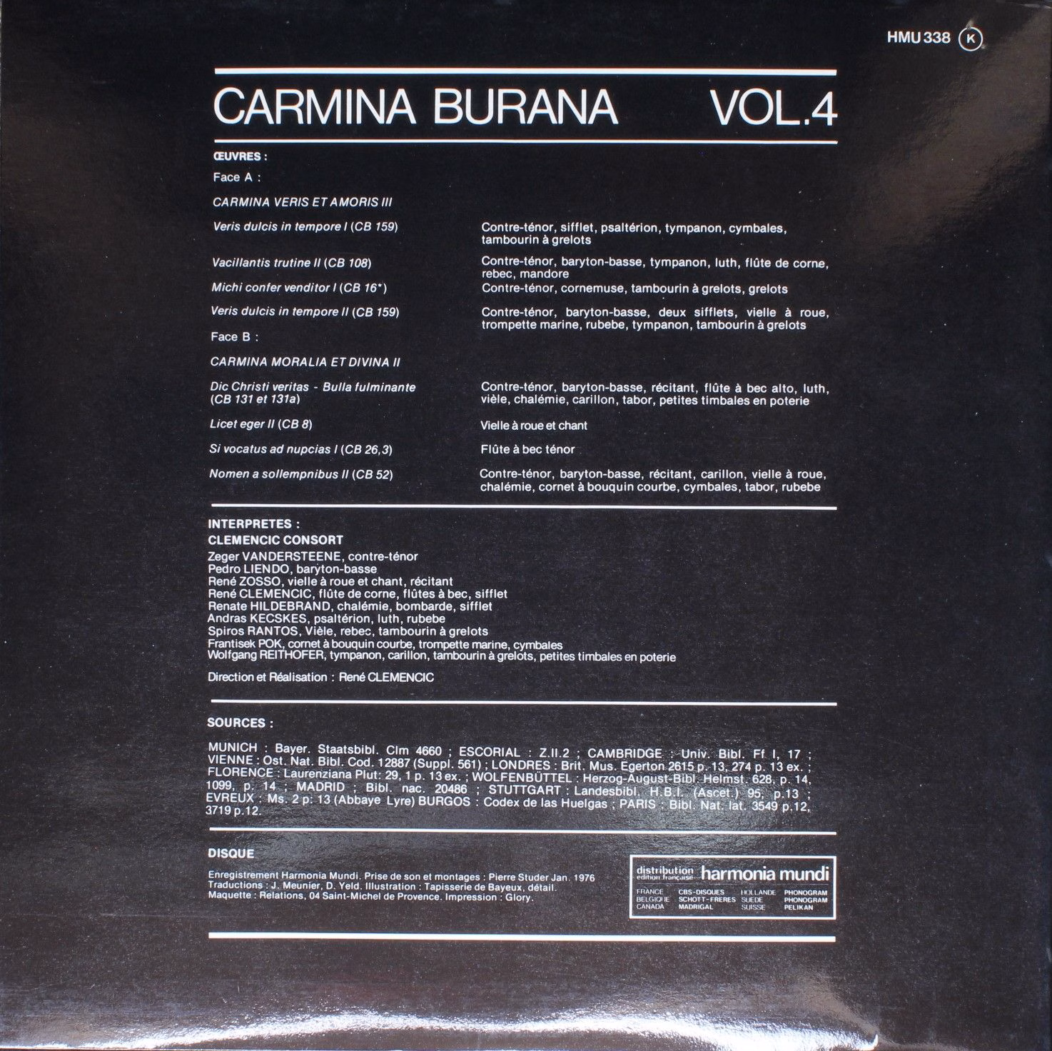 Harmonia Mundi HMU 338 - Clemencic Consort, René Clemencic - Car - Image 2