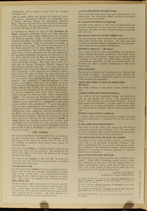 ARION ARN 38 334 - Guillaume Dufay, Ars Antiqua De Paris, Michel - Image 3