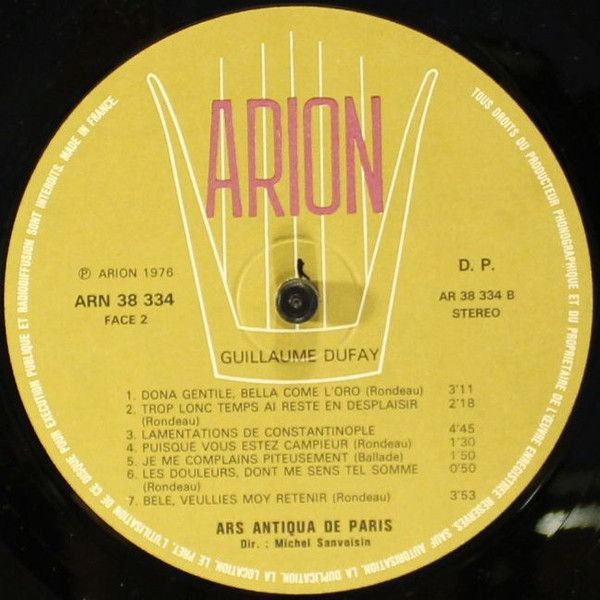 ARION ARN 38 334 - Guillaume Dufay, Ars Antiqua De Paris, Michel - Image 5