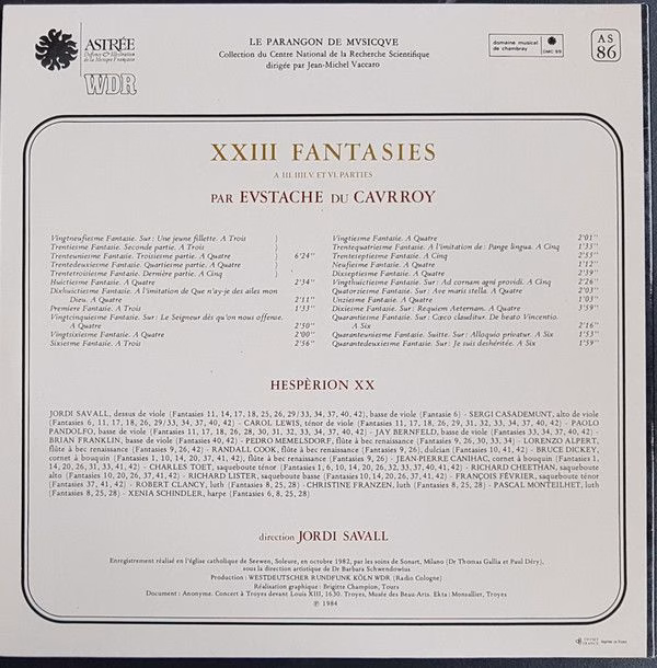 Astree AS 86 - Eustache Du Caurroy, Hespèrion XX, Jordi Savall - - Image 2