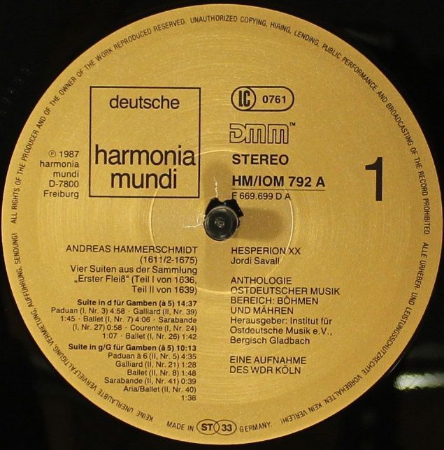 Deutsche Harmonia Mundi HM/IOM 792 A - Hespèrion XX, Jordi Saval - Image 3