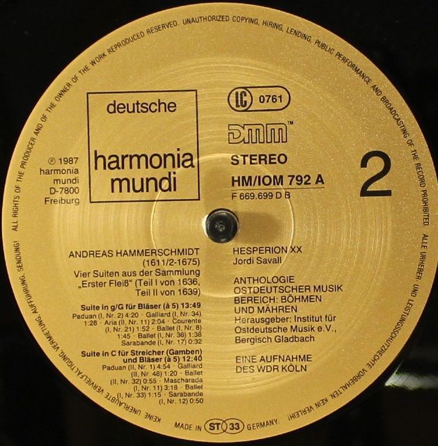 Deutsche Harmonia Mundi HM/IOM 792 A - Hespèrion XX, Jordi Saval - Image 4