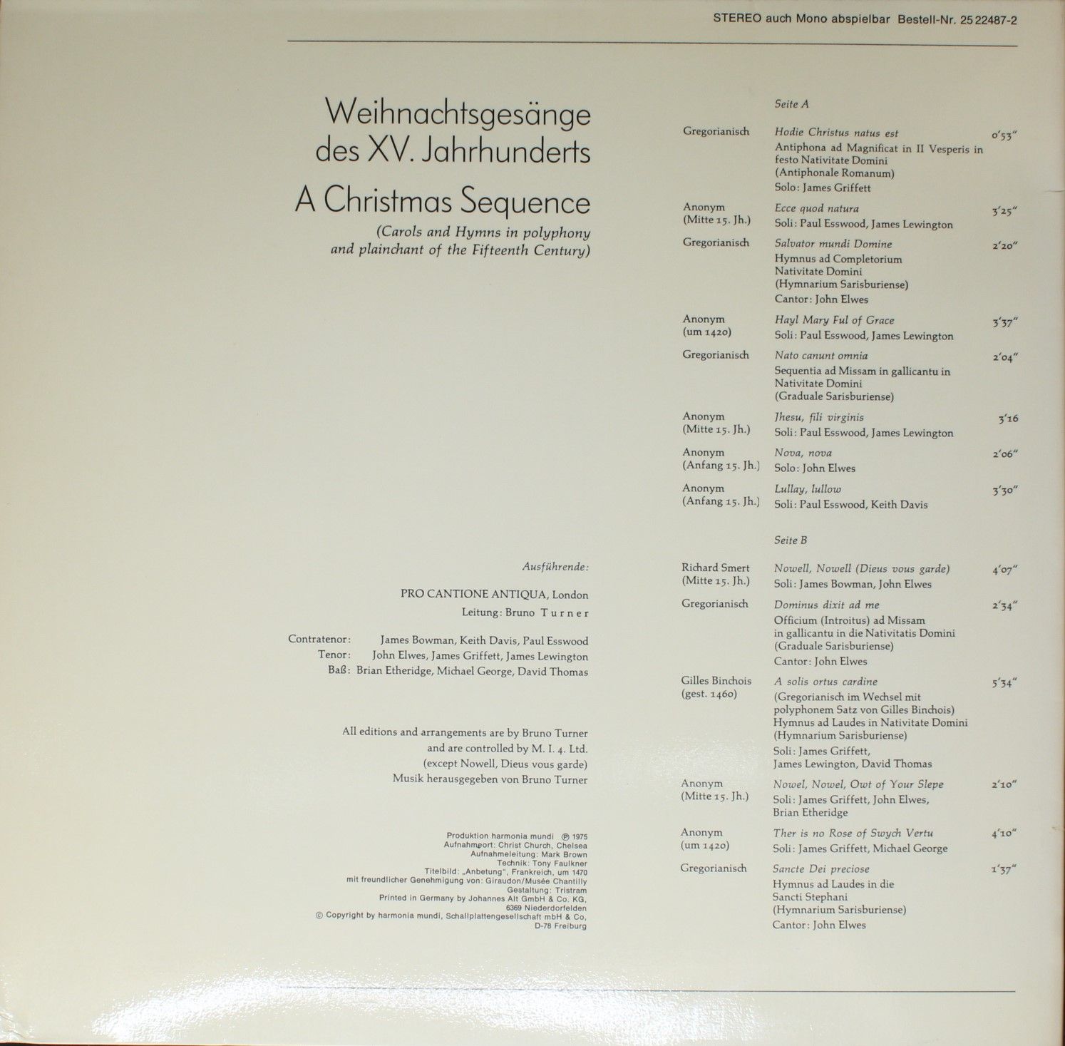 Harmonia Mundi 25 22487-2 - Pro Cantione Antiqua - A Christmas S - Image 2