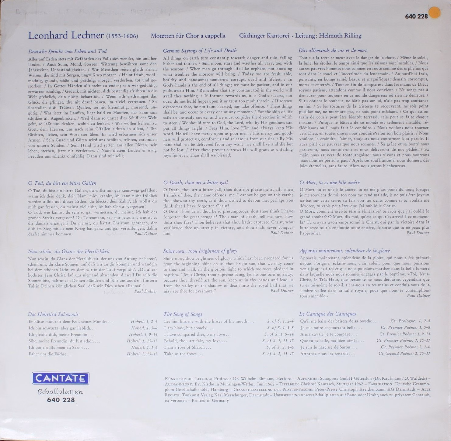 Cantate 640 228 - Leonhard Lechner, Gächinger Kantorei Stuttgart - Image 2