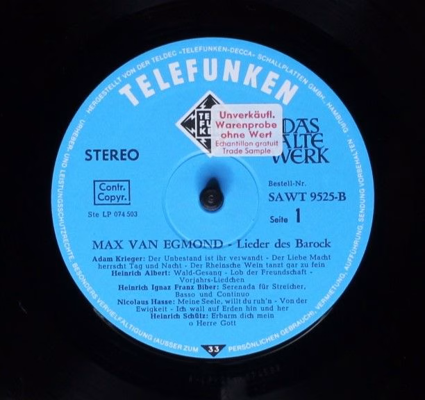 Telefunken SAWT 9525-B - Max van Egmond - Lieder des Barock - Image 3