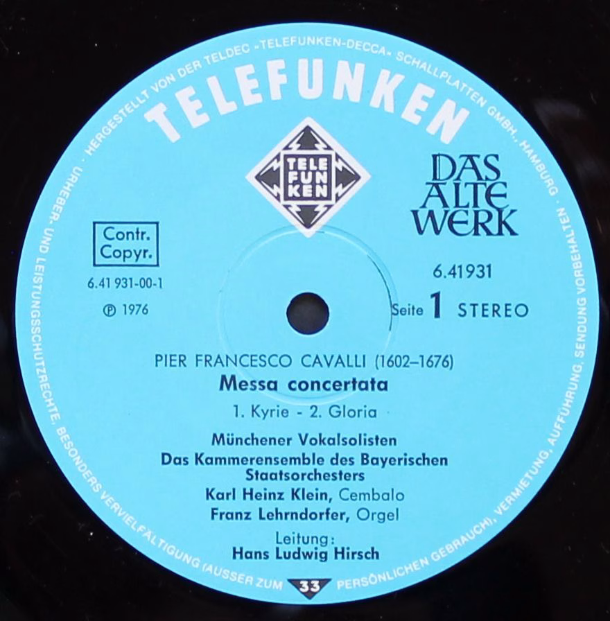 Telefunken 6.41931 AW - Francesco Cavalli - Messa Concertata 165 - Image 3
