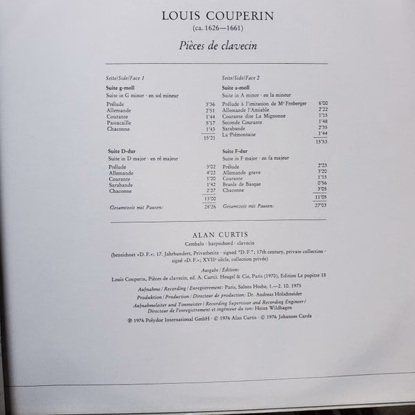 Archiv Produktion 2533 325 - Alan Curtis (2), Louis Couperin - P - Image 6