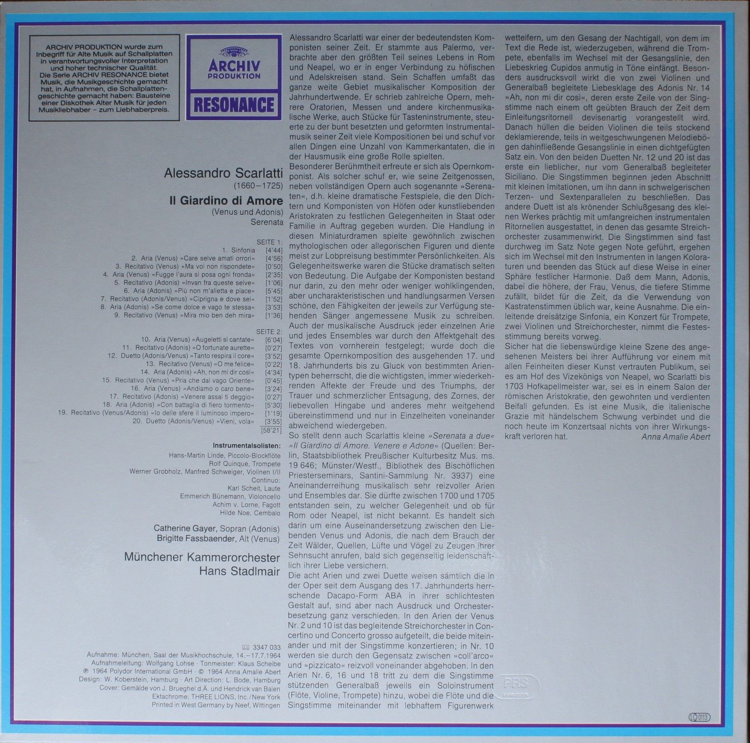 Archiv Produktion 2547 033 - Alessandro Scarlatti, Catherine Gay - Image 2