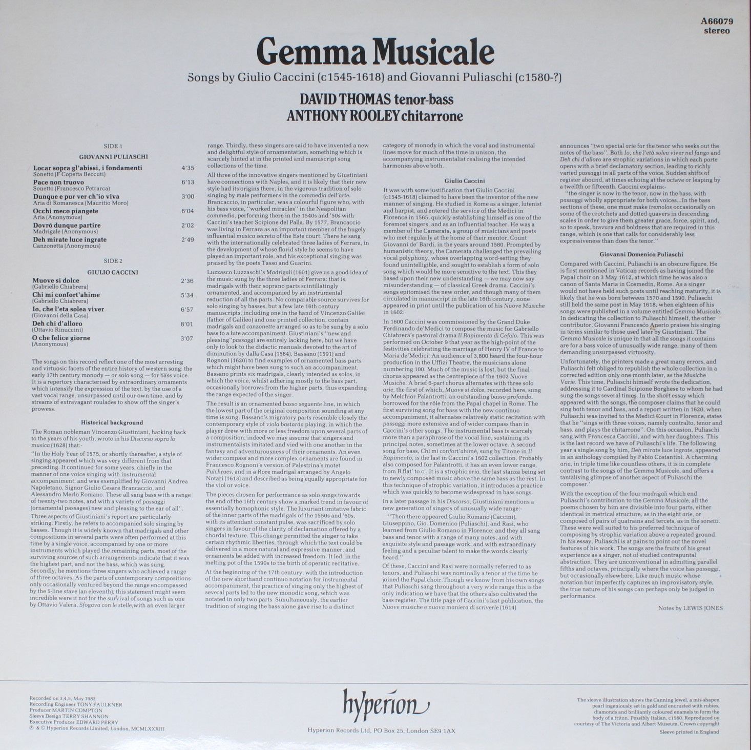 hyperion A66079 - Giulio Caccini, Giovanni Puliaschi, David Thom - Image 2