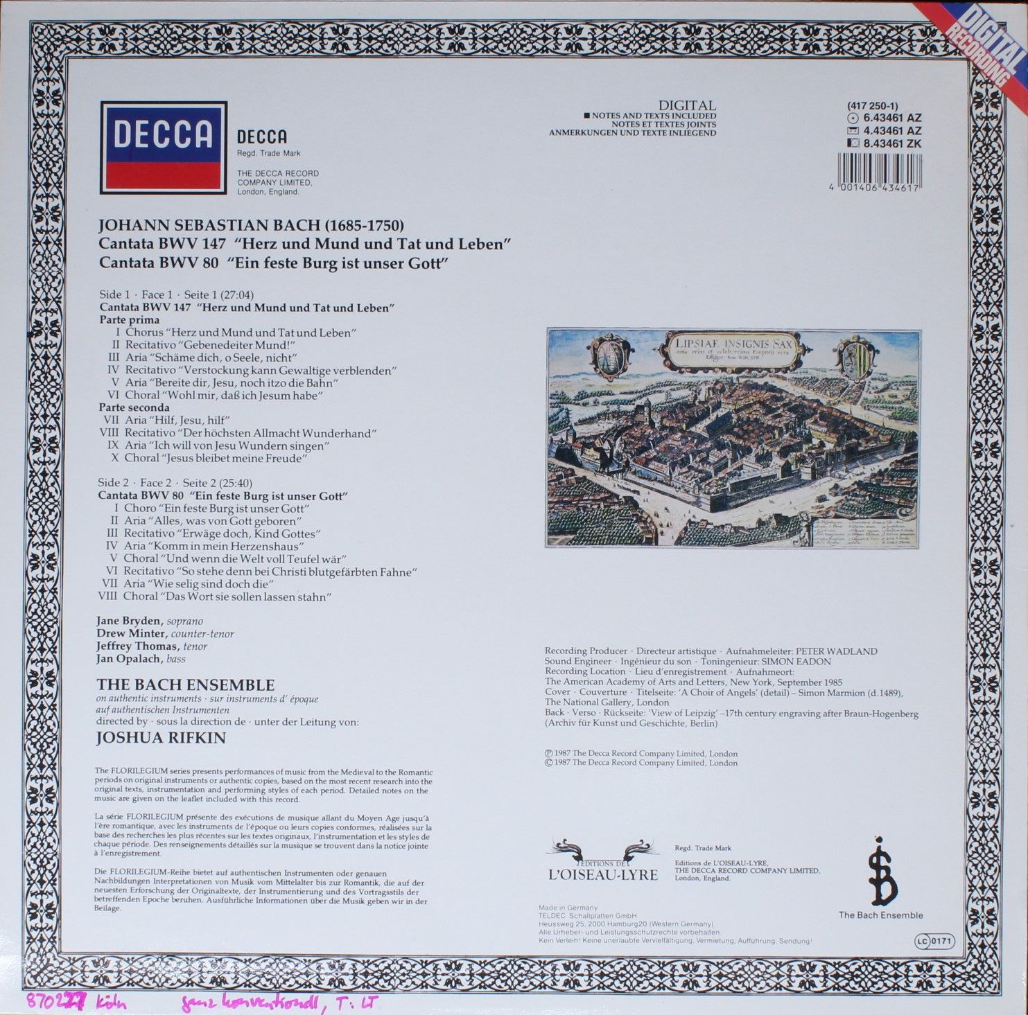 DECCA 6.43461 - Johann Sebastian Bach, Joshua Rifkin, Jane Bryde - Image 2