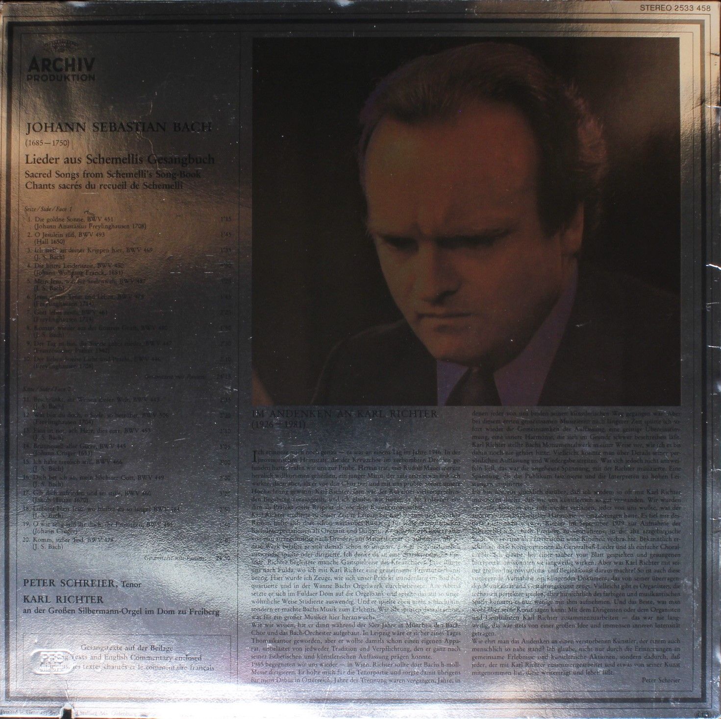 Archiv Produktion 2533 458 - Johann Sebastian Bach, Peter Schrei - Image 2