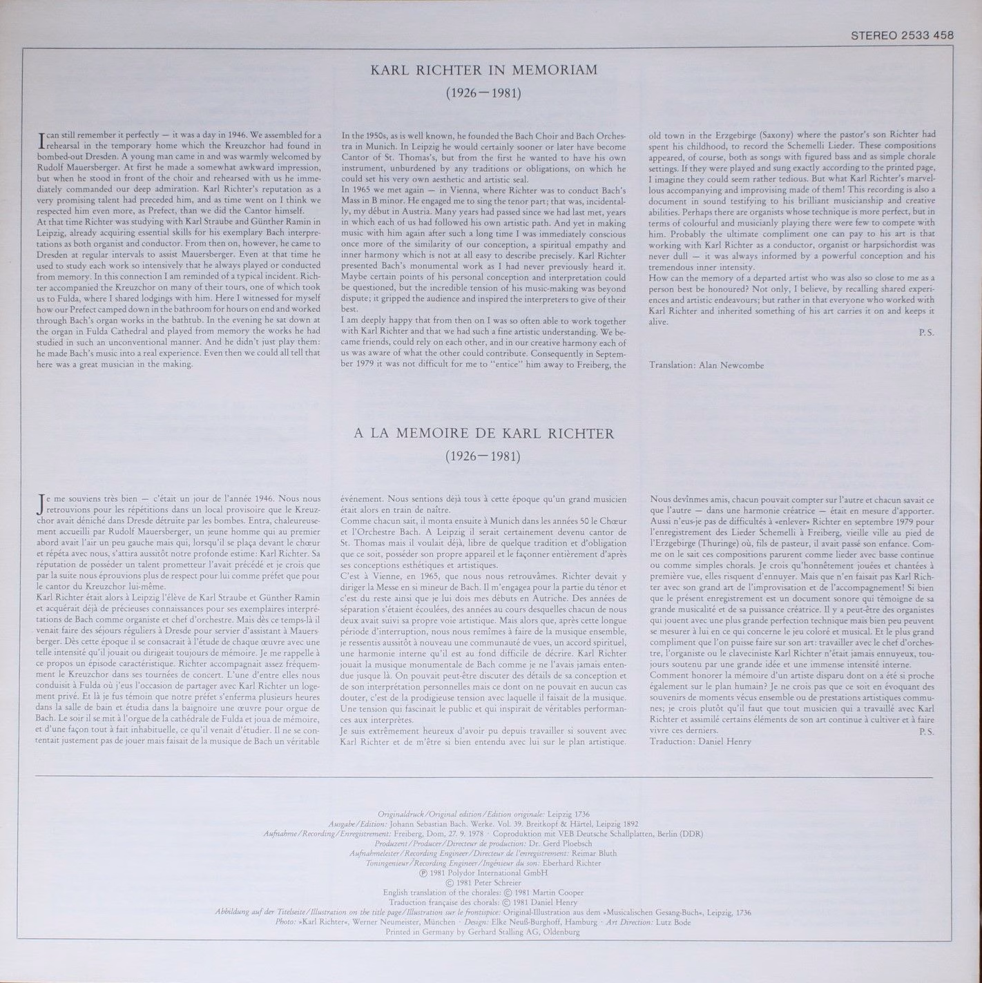 Archiv Produktion 2533 458 - Johann Sebastian Bach, Peter Schrei - Image 4