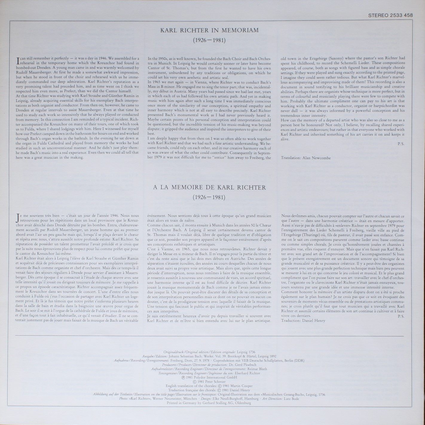 Archiv Produktion 2533 458 - Johann Sebastian Bach, Peter Schrei - Image 4