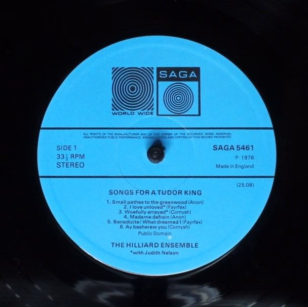 Saga SAGA 5461 - The Hilliard Ensemble - Songs For A Tudor King - Image 3