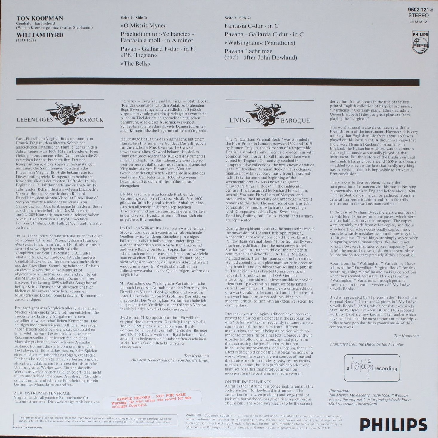 Philips 9502 121 - William Byrd - Virginal Music - Image 2