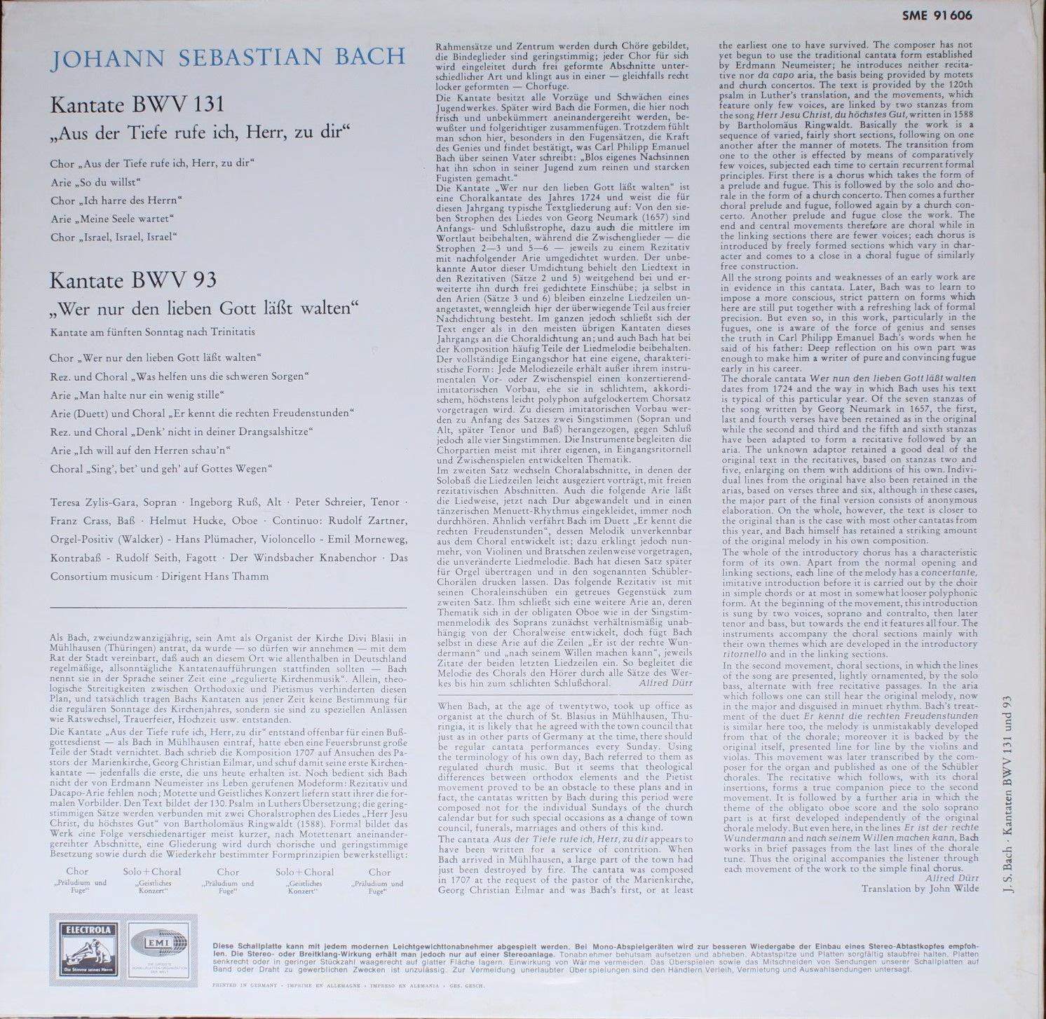 Electrola SME 91 606 - Johann Sebastian Bach - Aus Der Tiefe Ruf - Image 2