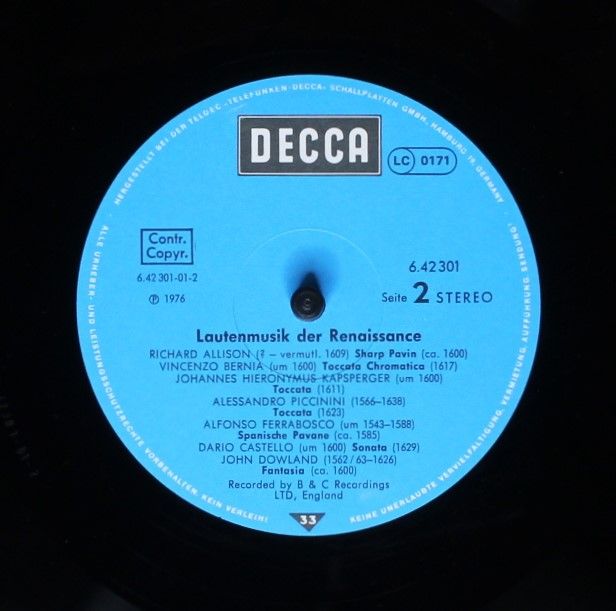 DECCA 6.42301 AH - James Tyler - Lautenmusik Der Renaissance - Image 4