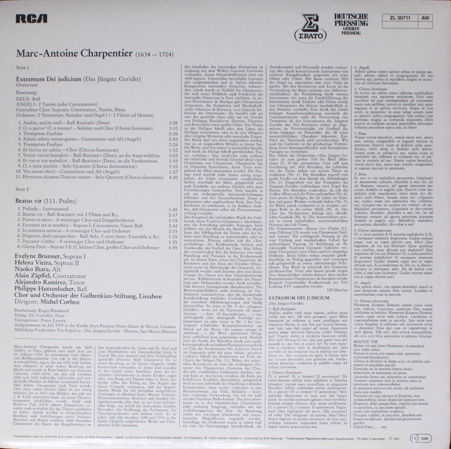 Erato ZL 30711 - Marc Antoine Charpentier, Gulbenkian Orchestra, - Image 2