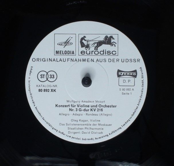 Eurodisc 80 986 XK - Wolfgang Amadeus Mozart, Oleg Kagan, Solois - Image 5