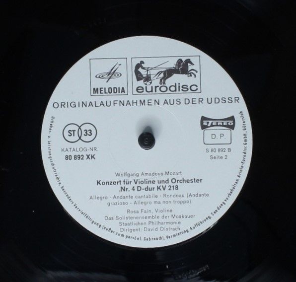 Eurodisc 80 986 XK - Wolfgang Amadeus Mozart, Oleg Kagan, Solois - Image 6