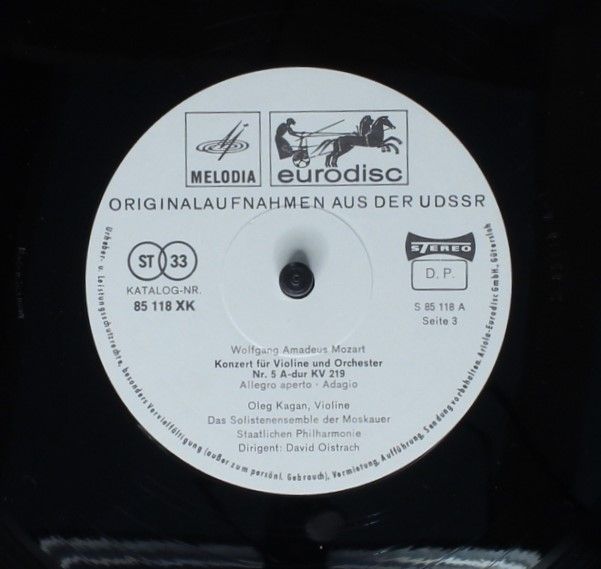 Eurodisc 80 986 XK - Wolfgang Amadeus Mozart, Oleg Kagan, Solois - Image 7