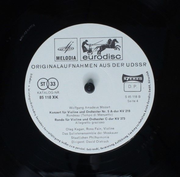 Eurodisc 80 986 XK - Wolfgang Amadeus Mozart, Oleg Kagan, Solois - Image 8