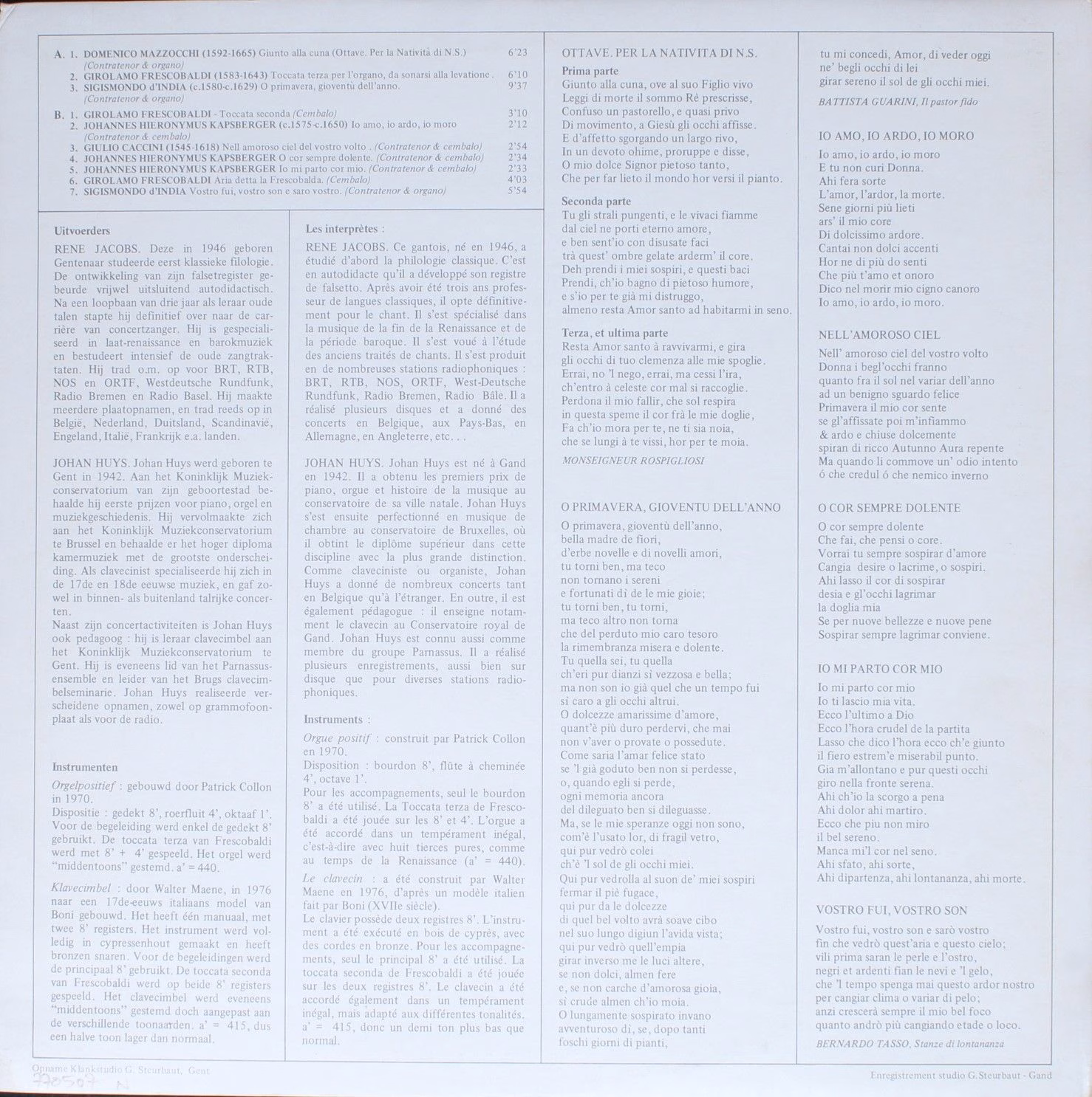 Alpha (34) BNB 1 - René Jacobs, Johan Huys - G. Caccini - J.H. K - Image 2