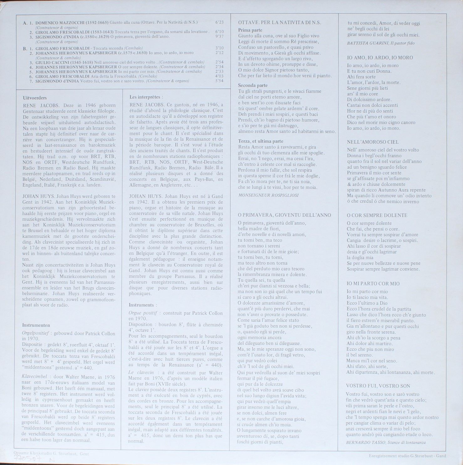 Alpha (34) BNB 1 - René Jacobs, Johan Huys - G. Caccini - J.H. K - Image 2