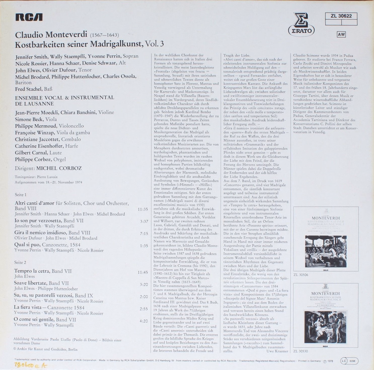 Erato ZL 30622 - Claudio Monteverdi, Solistes de l'Ensemble Voca - Image 2