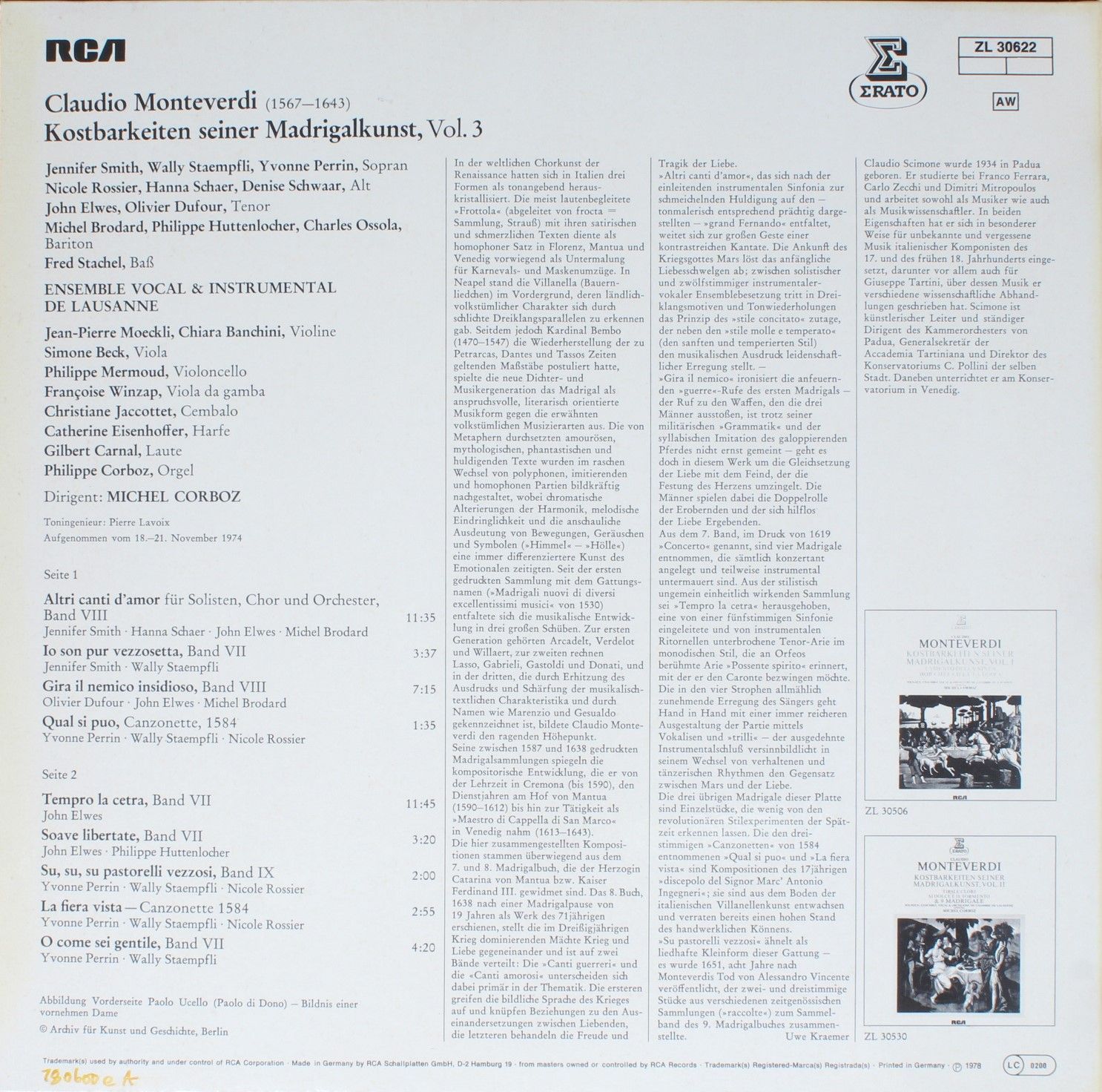 Erato ZL 30622 - Claudio Monteverdi, Solistes de l'Ensemble Voca - Image 2
