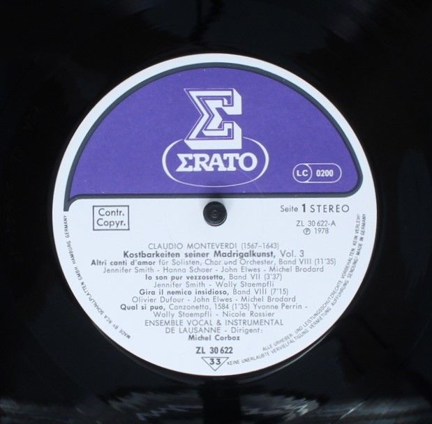 Erato ZL 30622 - Claudio Monteverdi, Solistes de l'Ensemble Voca - Image 5