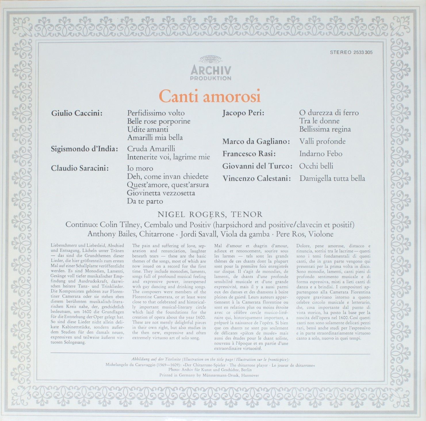 Archiv Produktion 2533 305 - Giulio Caccini, Jacopo Peri, Claudi - Image 2