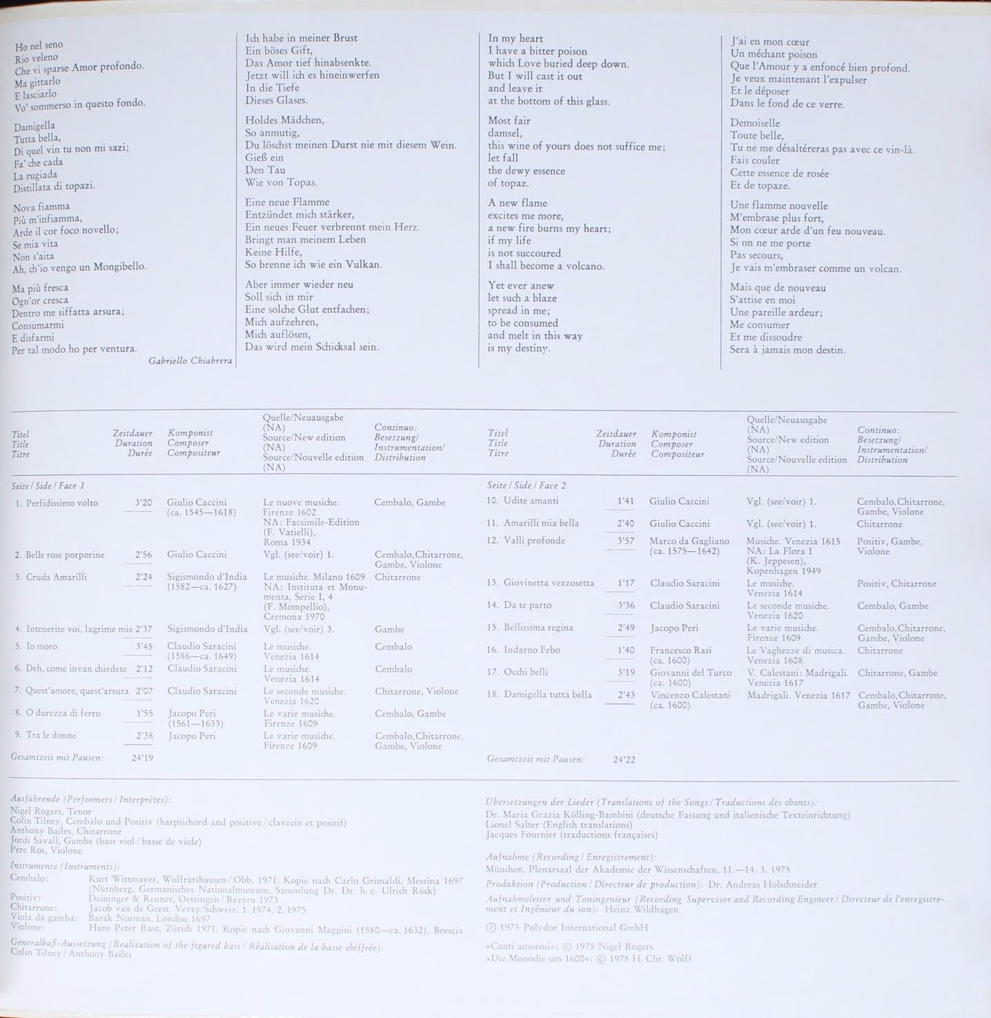 Archiv Produktion 2533 305 - Giulio Caccini, Jacopo Peri, Claudi - Image 3