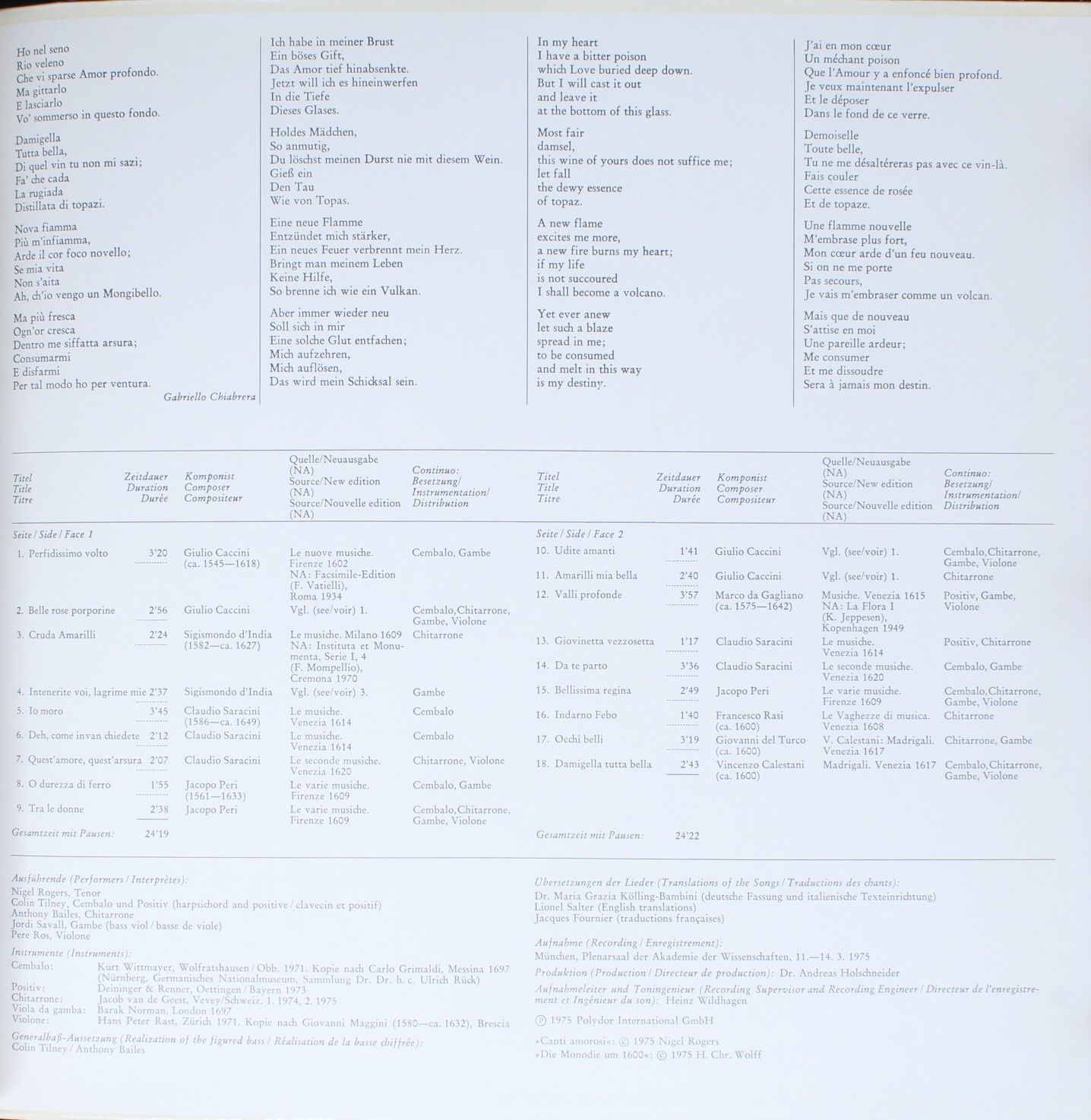 Archiv Produktion 2533 305 - Giulio Caccini, Jacopo Peri, Claudi - Image 3