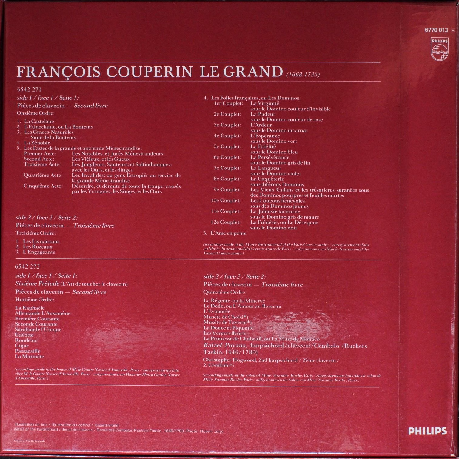 Philips 6770 013 - François Couperin, Rafael Puyana - Pieces De - Image 2