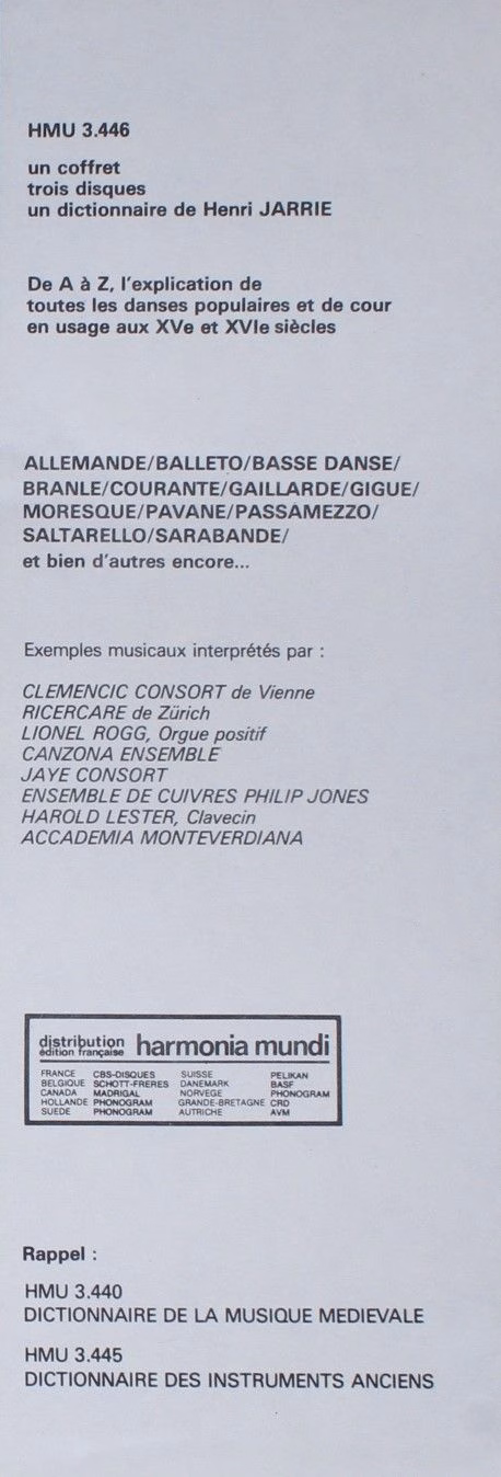 Harmonia Mundi HMU 3446 - Various - Dictionnaire Des Danses De L - Image 3