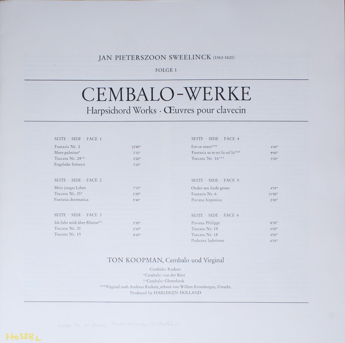 Telefunken 6.35360 EX - Jan Pieterszoon Sweelinck - Volume 1 - C - Image 3