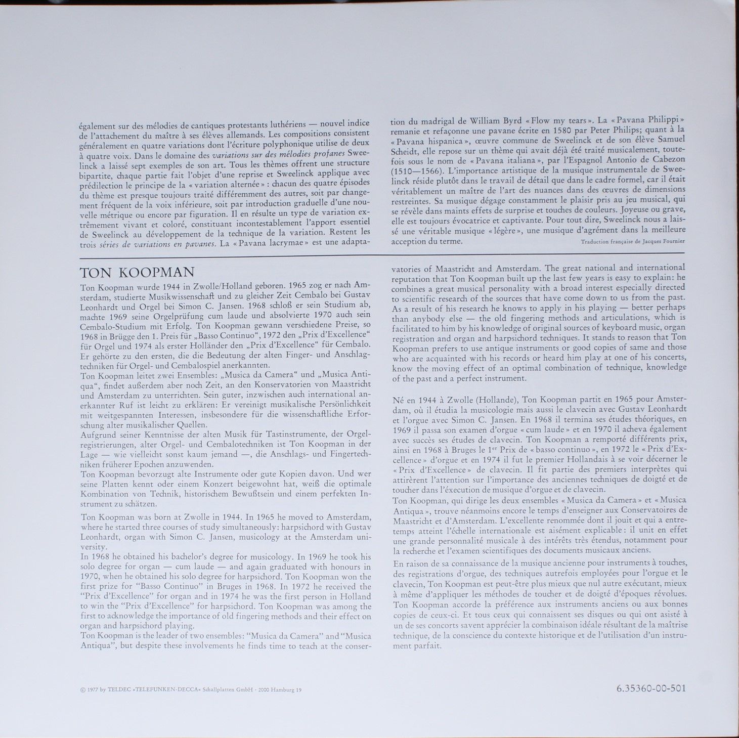 Telefunken 6.35360 EX - Jan Pieterszoon Sweelinck - Volume 1 - C - Image 4