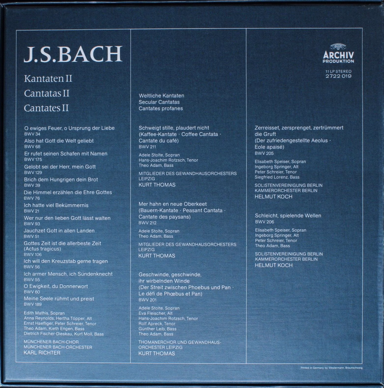 Archiv Produktion 2722 019 - Johann Sebastian Bach - Kantaten II - Image 2