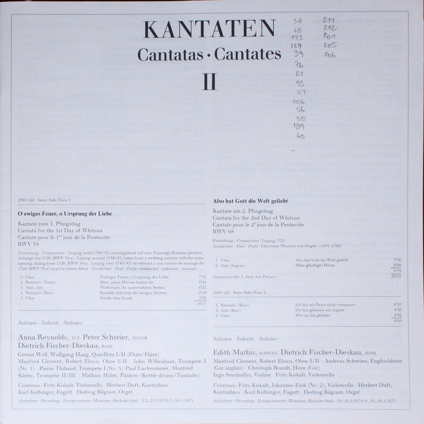 Archiv Produktion 2722 019 - Johann Sebastian Bach - Kantaten II - Image 3