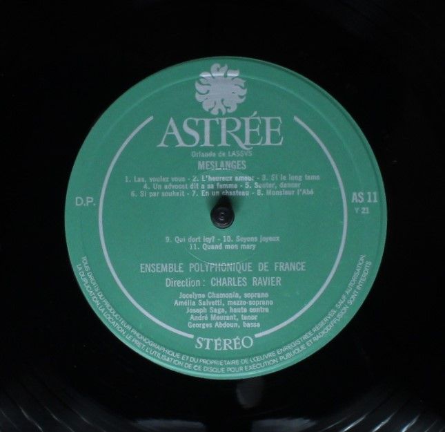 Astree AS 11 - Roland de Lassus, Charles Ravier, Ensemble Polyph - Image 5