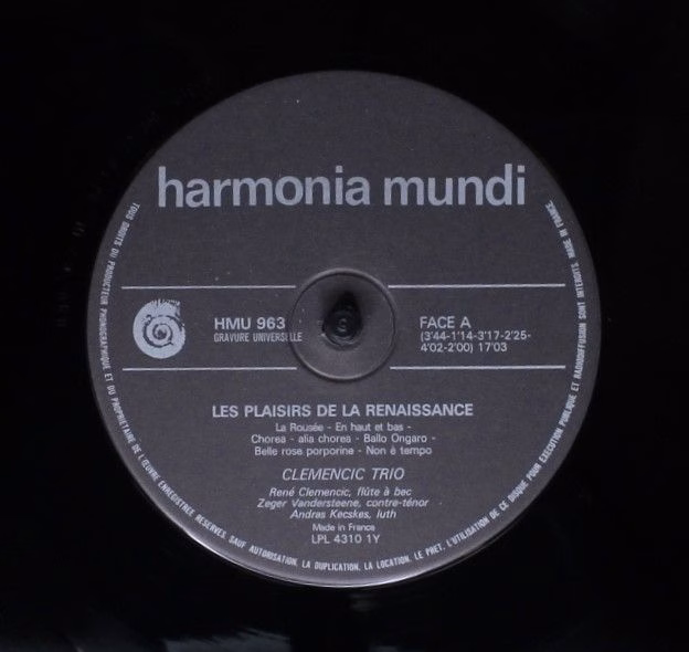 Harmonia Mundi HMU 963 - Clemencic Trio - Les Plaisirs De La Ren - Image 5