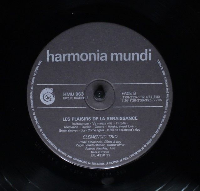 Harmonia Mundi HMU 963 - Clemencic Trio - Les Plaisirs De La Ren - Image 6