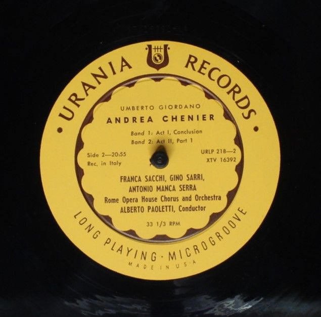 Urania Records (3) URLP 218 - Umberto Giordano, Franca Sacchi (2 - Image 6