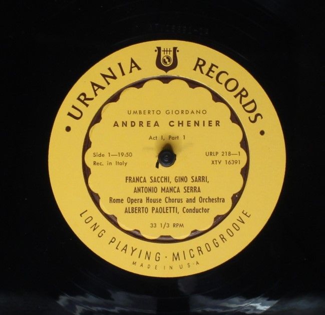 Urania Records (3) URLP 218 - Umberto Giordano, Franca Sacchi (2 - Image 8
